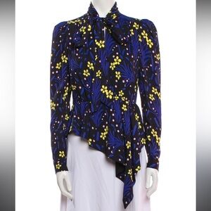 Self-Portrait Navy and Yellow Floral Top